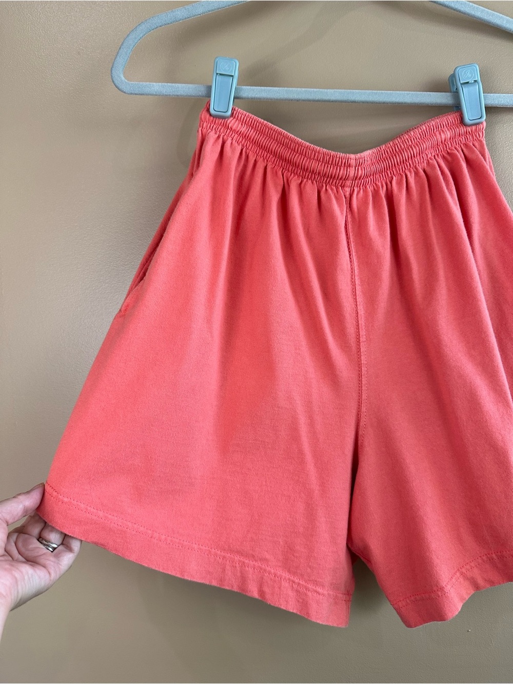 Vintage 90s Womens Russell Athletic Jersey Gym Shorts Made In USA Coral Pink M - Picture 2 of 7